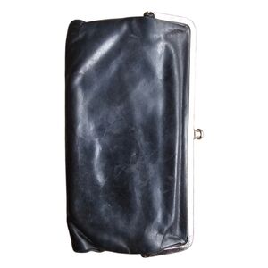 Hobo big black leather wallet‎